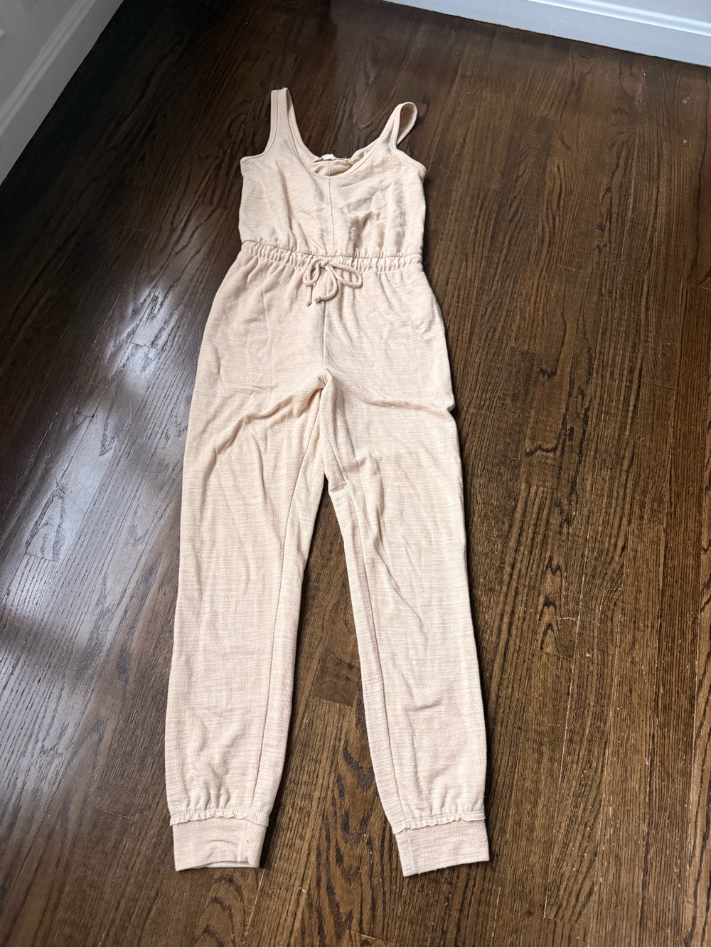 Sleeveless Knit Jumpsuit in Light Beige/ yellow
